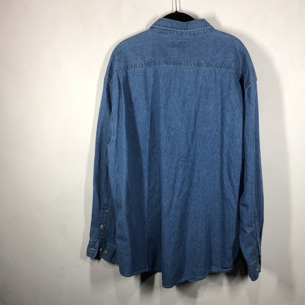 Basic Editions Denim Cobra Button Down Shirt Xl - image 7